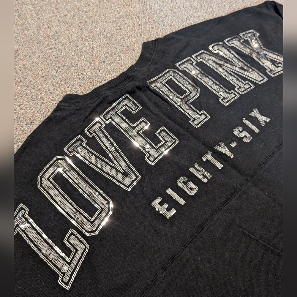PINK Victoria's Secret Bling Shine Sequin Crewneck Long Sleeve Sweatshirt Jersey